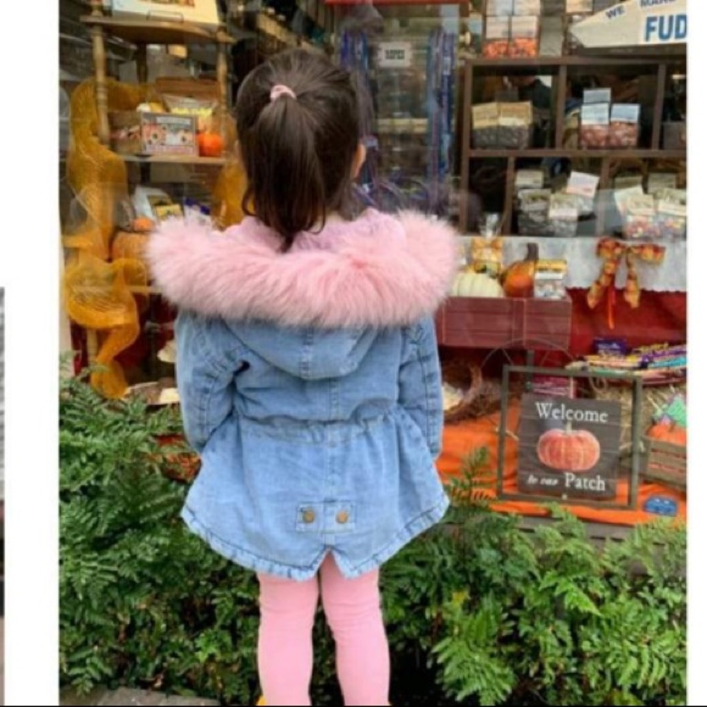 Blue Holly Oversized Denim Fur Hooded Winter Coat Jacket - Picture 10 of 12